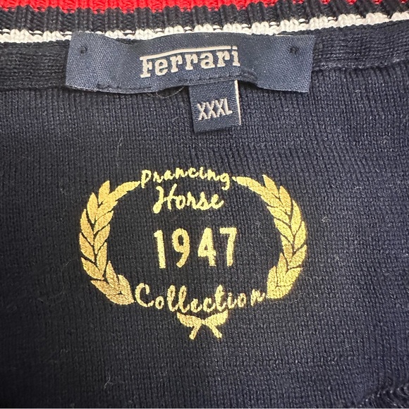 Ferrari Navy Blue Cable Knit V-Neck Pullover Sweater SZ XXL Luxury Preppy EUC - Picture 2 of 8